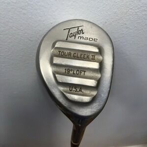 TaylorMade Tour Cleek II Wood Mens RH Silver Good 19 Degree Pittsburgh Persimmon